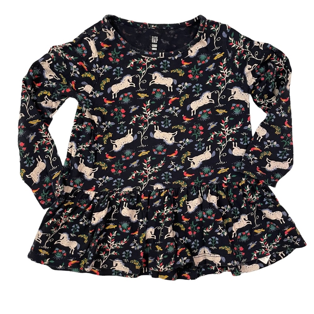Gap girls unicorn patterned tunic,Navy/White/Red, sz 4 years.